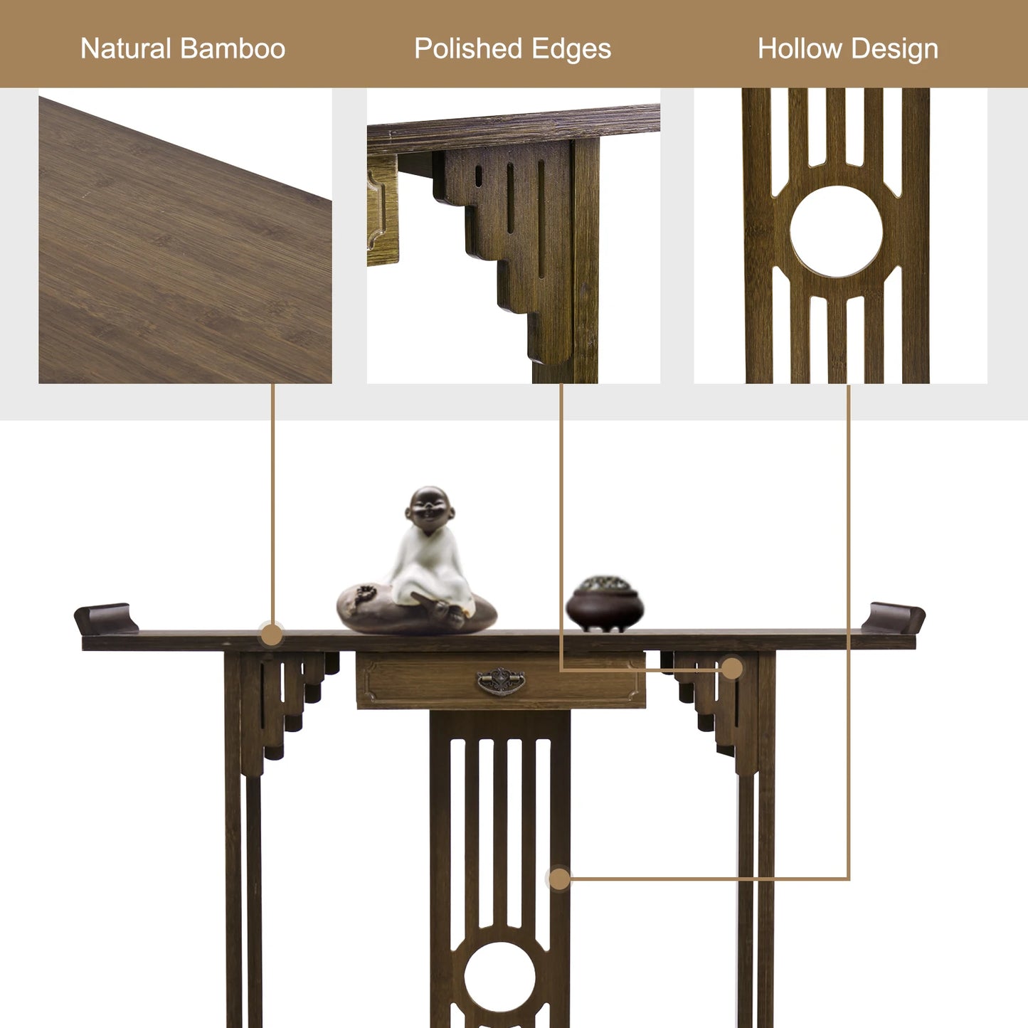 Chinese Style Hall Console Table With Drawer And Storage Shelf For Entryway Wood Furniture