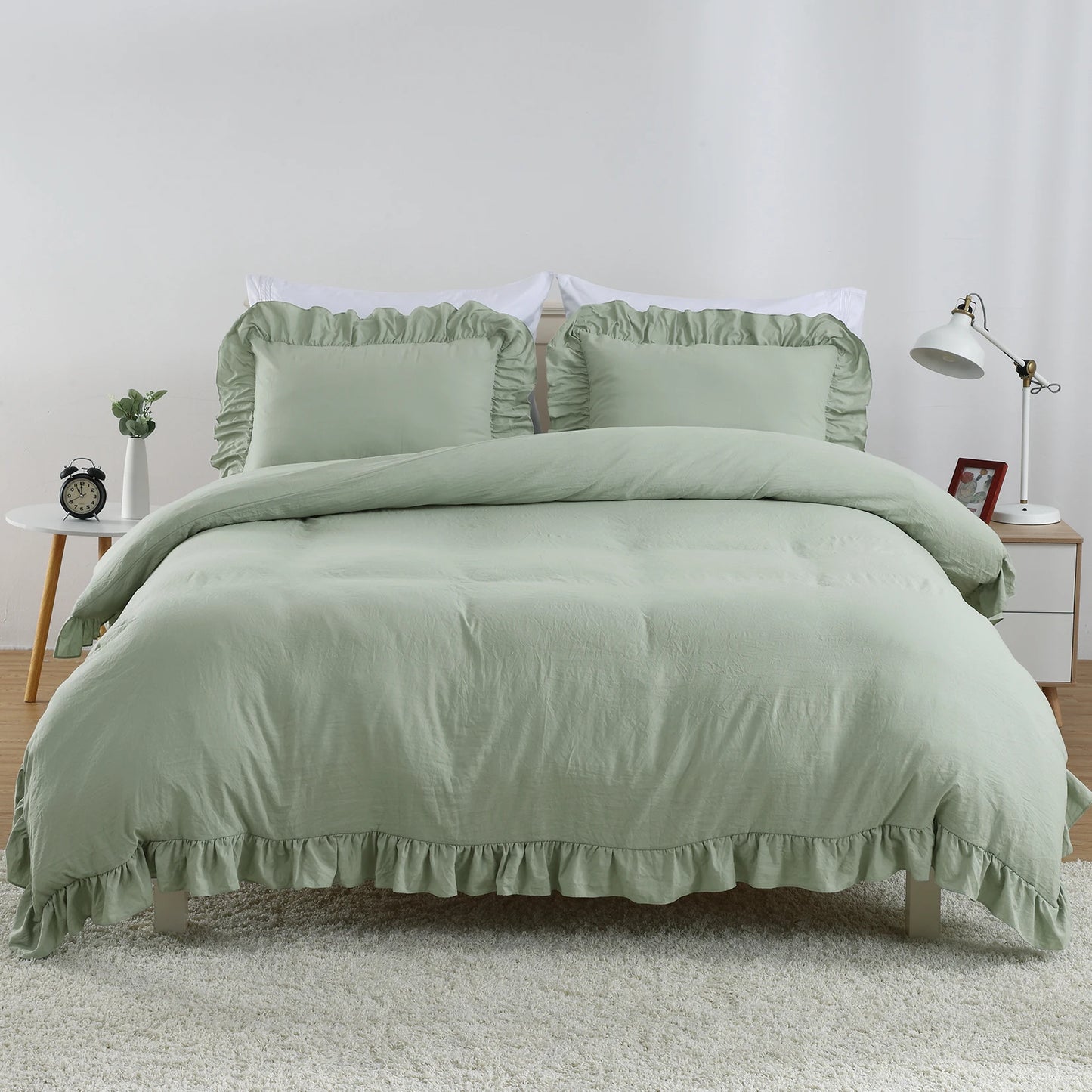 Guangdong Lotus Leaf Edge Duvet Cover Set Polyester Bedding