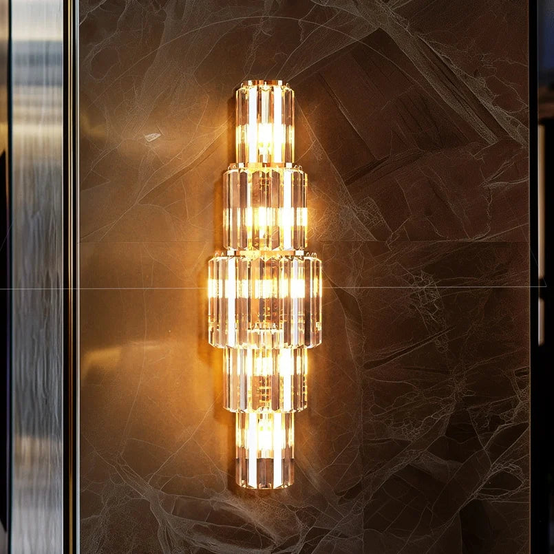 Luvodi Modern Crystal Wall Lamp 3 Layer Sconce Light