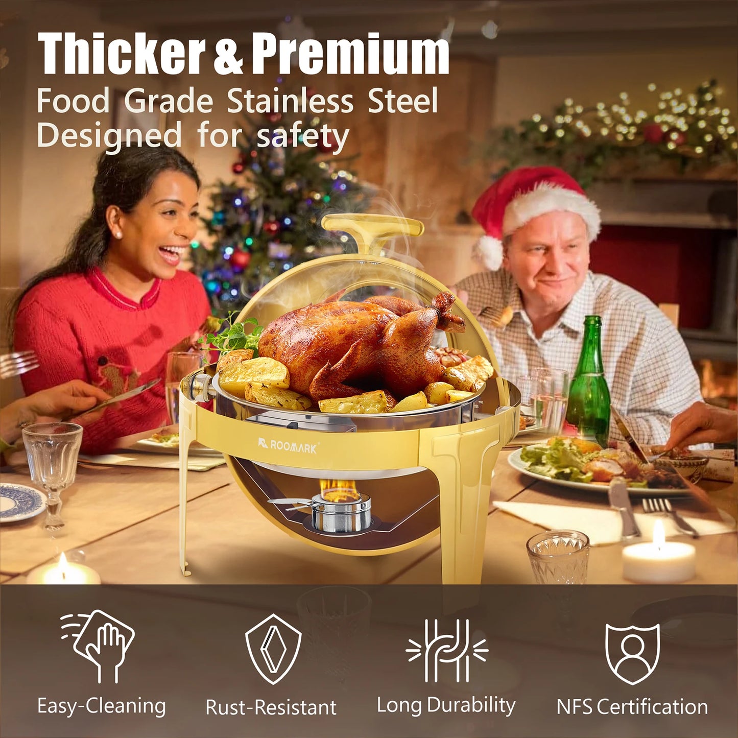 ROOMARK 9QT Chafing Dish Buffet Set , High Grade Stainless Steel Catering Warmer Complete set with Thick Frame for Party Wedding