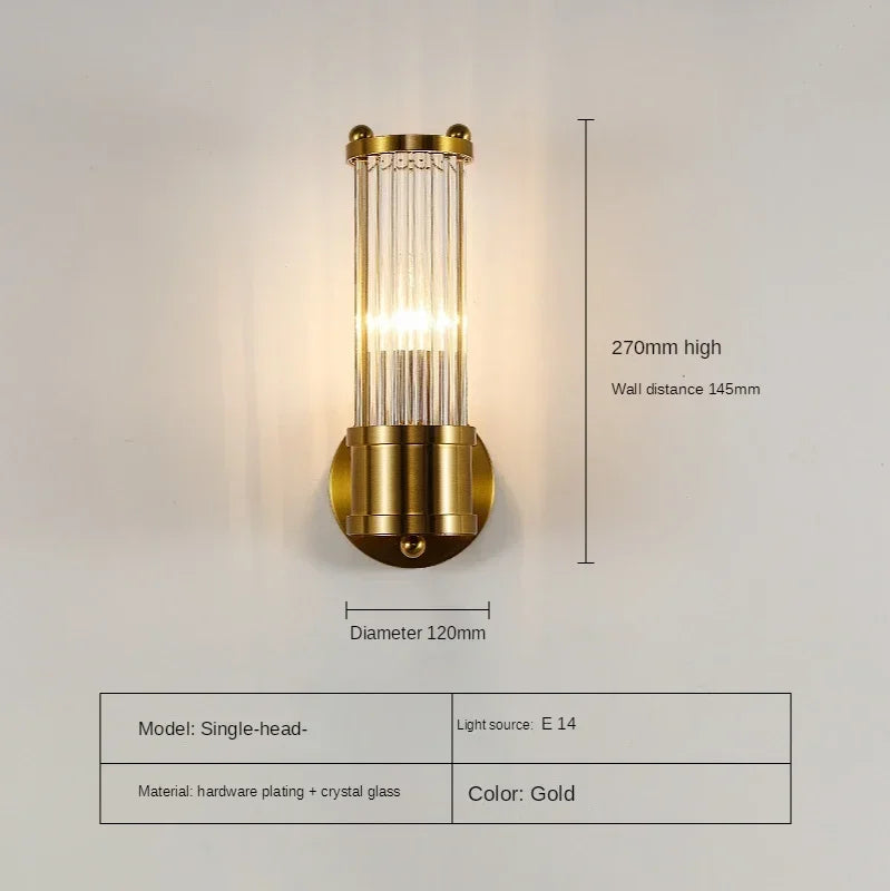 Modern Luxury Led E14 Crystal Wall Light Fixture Elegance