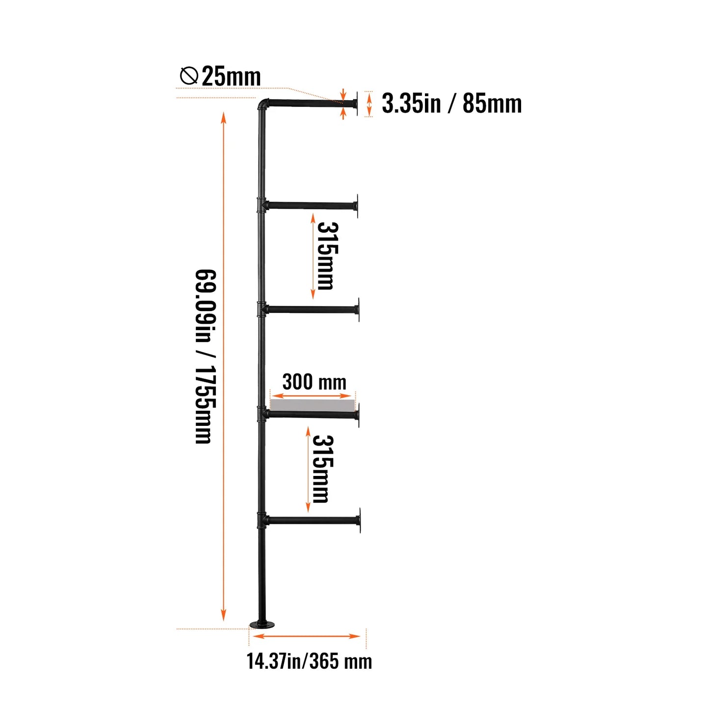 SucceBuy Industrial Pipe Shelf Wall Mount Floating Rustic Shelves