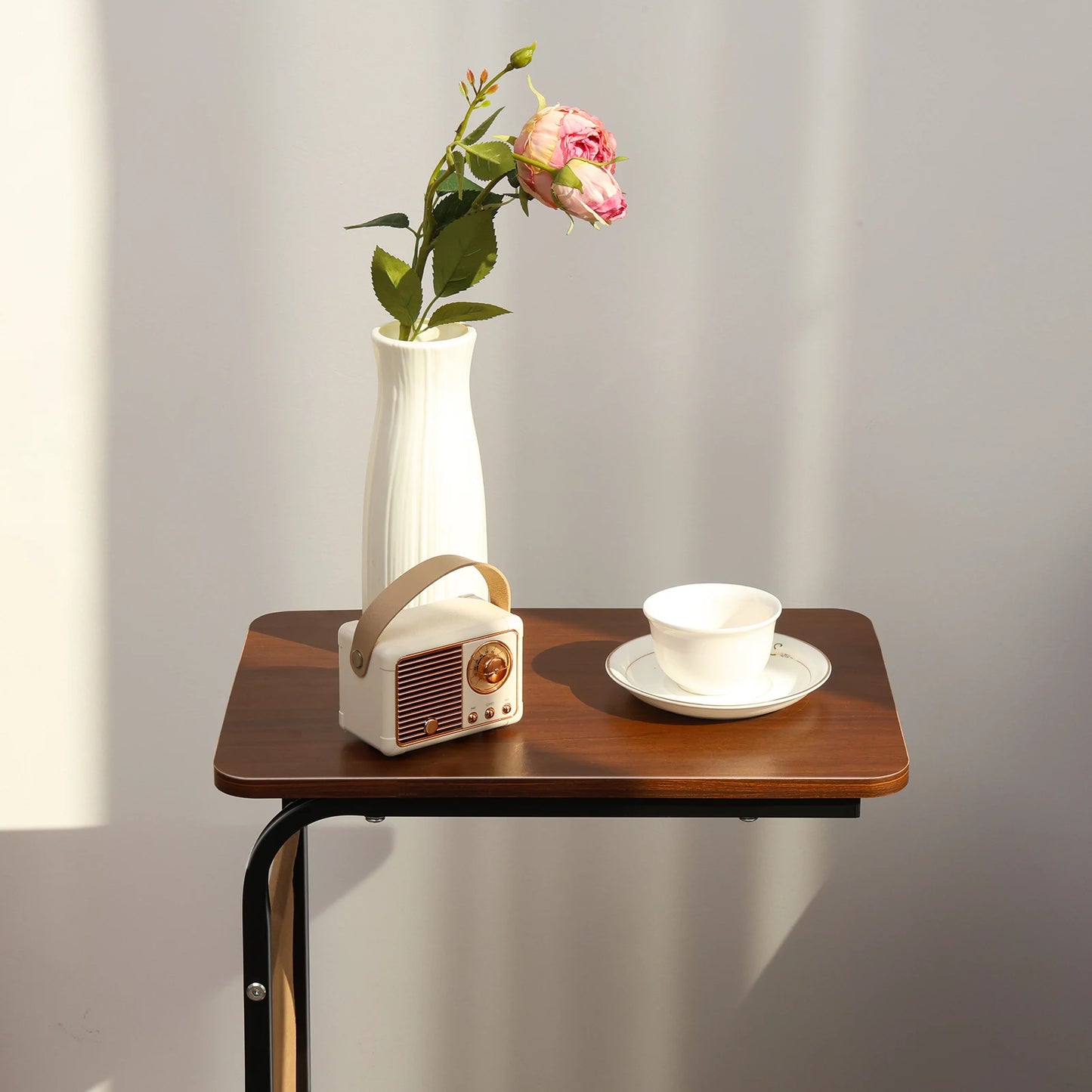 2025 Simple Coffee Table Bedside Storage Rack C-shaped Side Table Sofa Side Table with 2-Tier Storage Shelf Home Living Room