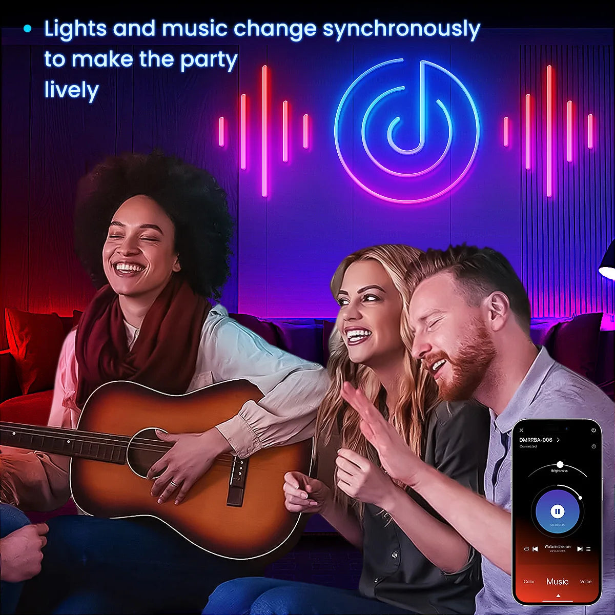 Neon LED Rope Lights,  LED Lights For Bedroom Flexible LED Light Strip With Remote And APP Control RGB Lighting Strip