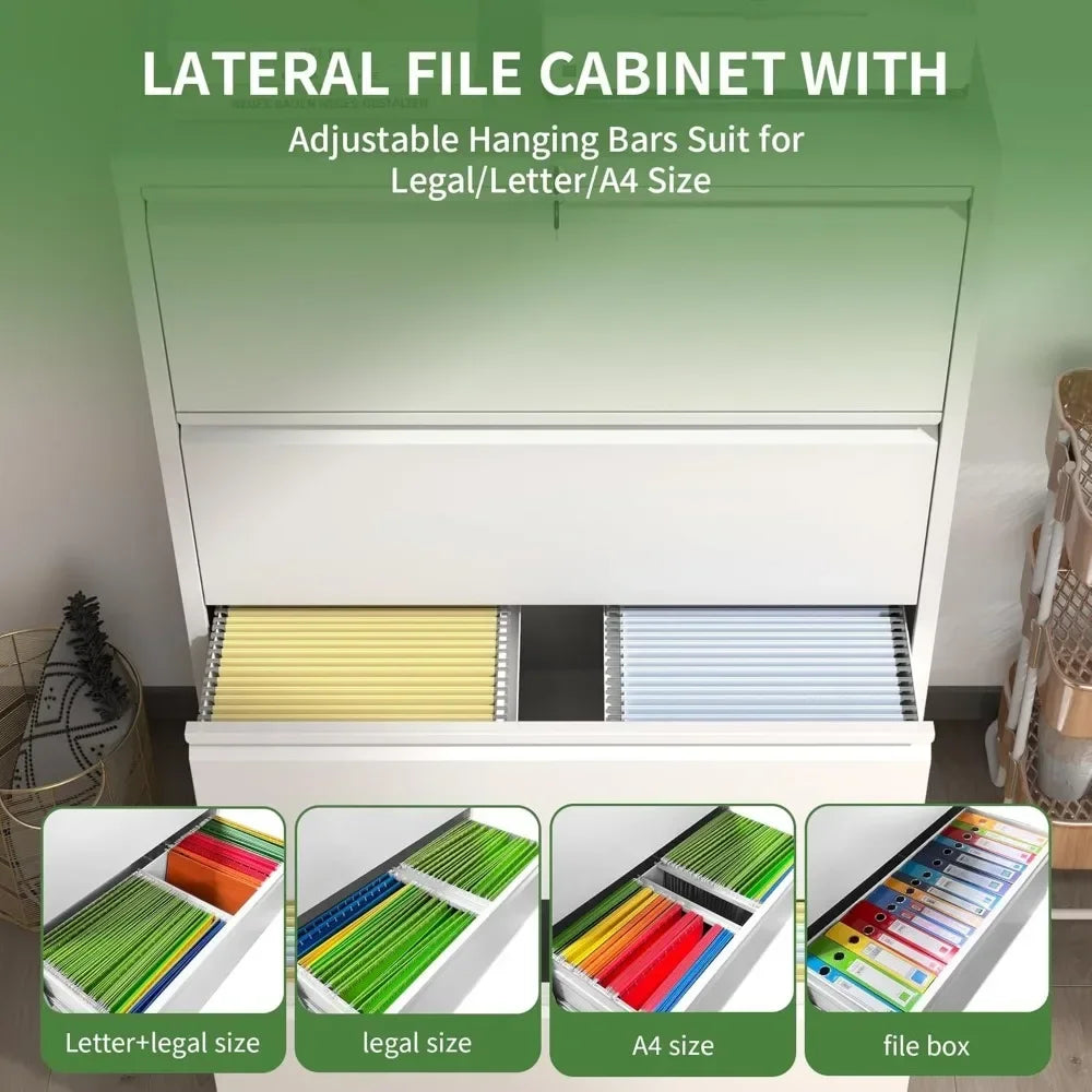 Metal Lateral File Cabinets with Lock,Storage Cabinets for Hanging Files Letter,4 Drawer Filing Cabinets for Home Office