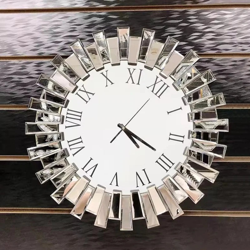 Slient Wall Clock Large Glass Wall Clock Modern Luxury Creative Hanging Clocks Living Room Aesthetic Decoration Accessories