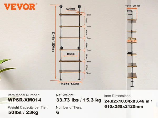 SucceBuy Industrial Pipe Shelf Wall Mount Floating Rustic Shelves