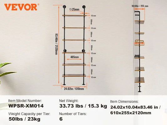 SucceBuy Industrial Pipe Shelf Wall Mount Floating Rustic Shelves