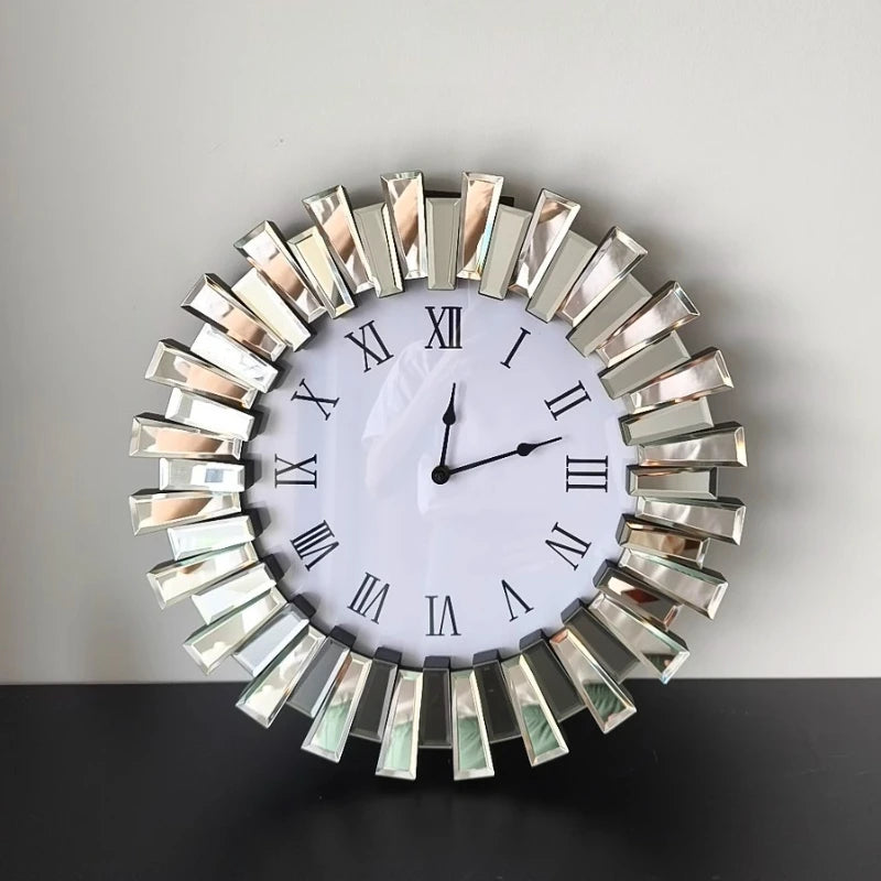 Slient Wall Clock Large Glass Wall Clock Modern Luxury Creative Hanging Clocks Living Room Aesthetic Decoration Accessories