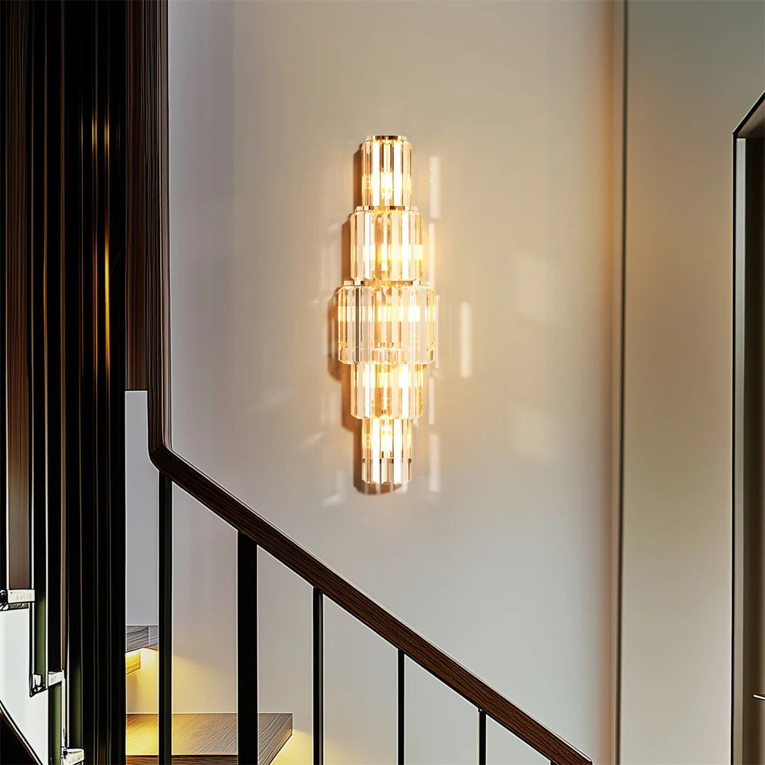 Luvodi Modern Crystal Wall Lamp 3 Layer Sconce Light