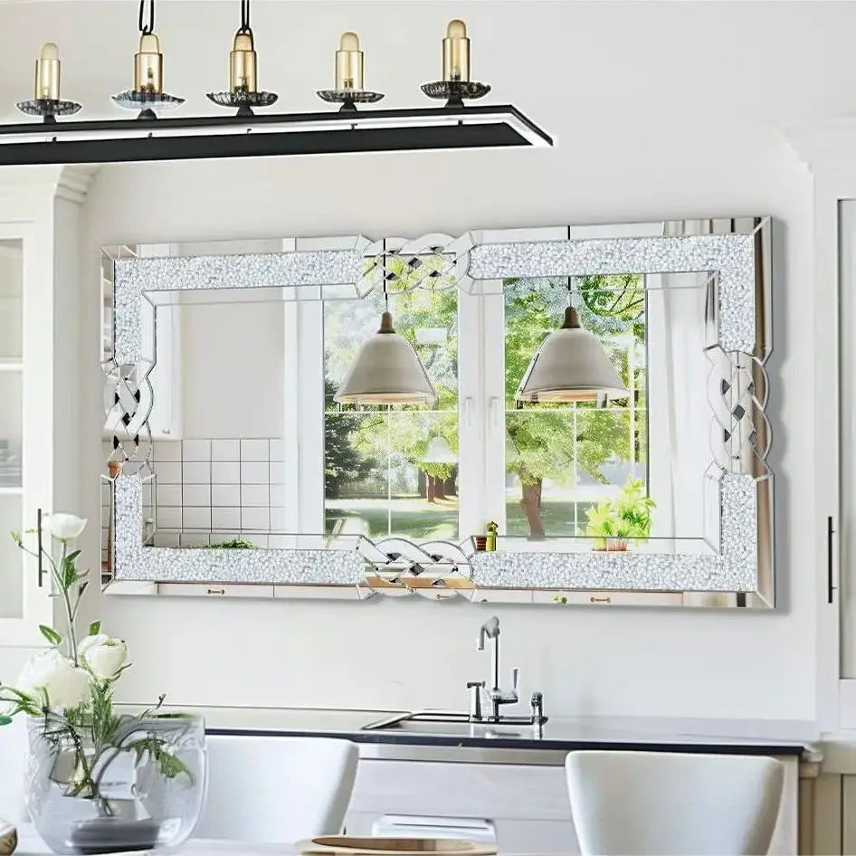 Crystal Diamond Mirror Wall Hanging for Bedroom Hallway