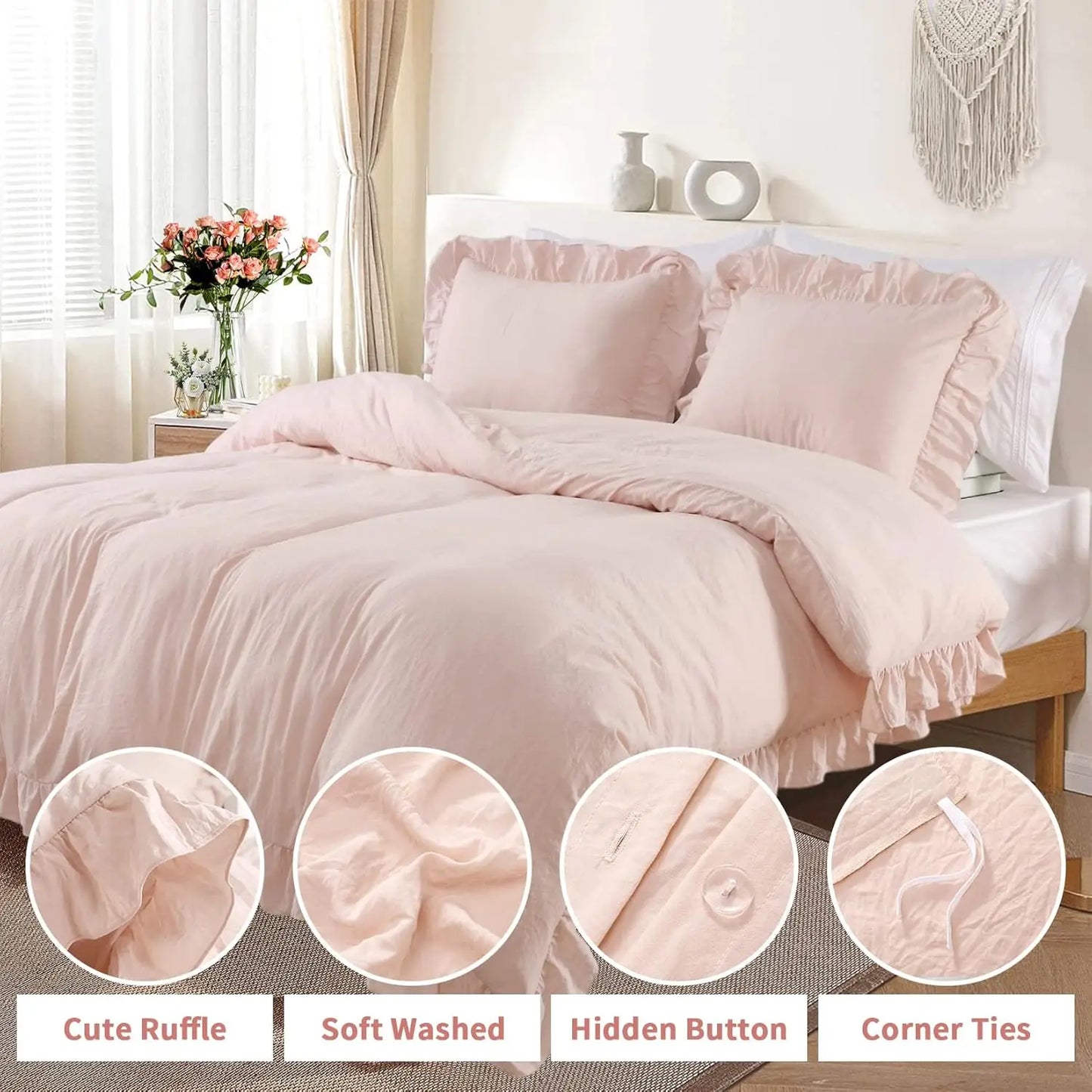 Guangdong Lotus Leaf Edge Duvet Cover Set Polyester Bedding