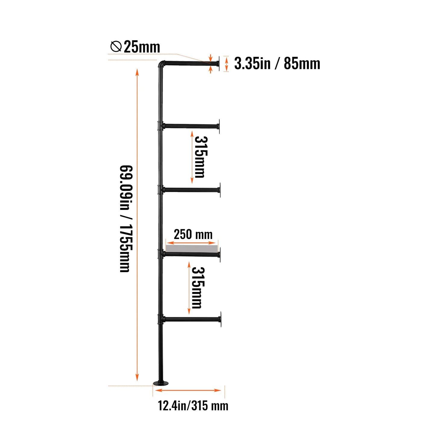 SucceBuy Industrial Pipe Shelf Wall Mount Floating Rustic Shelves