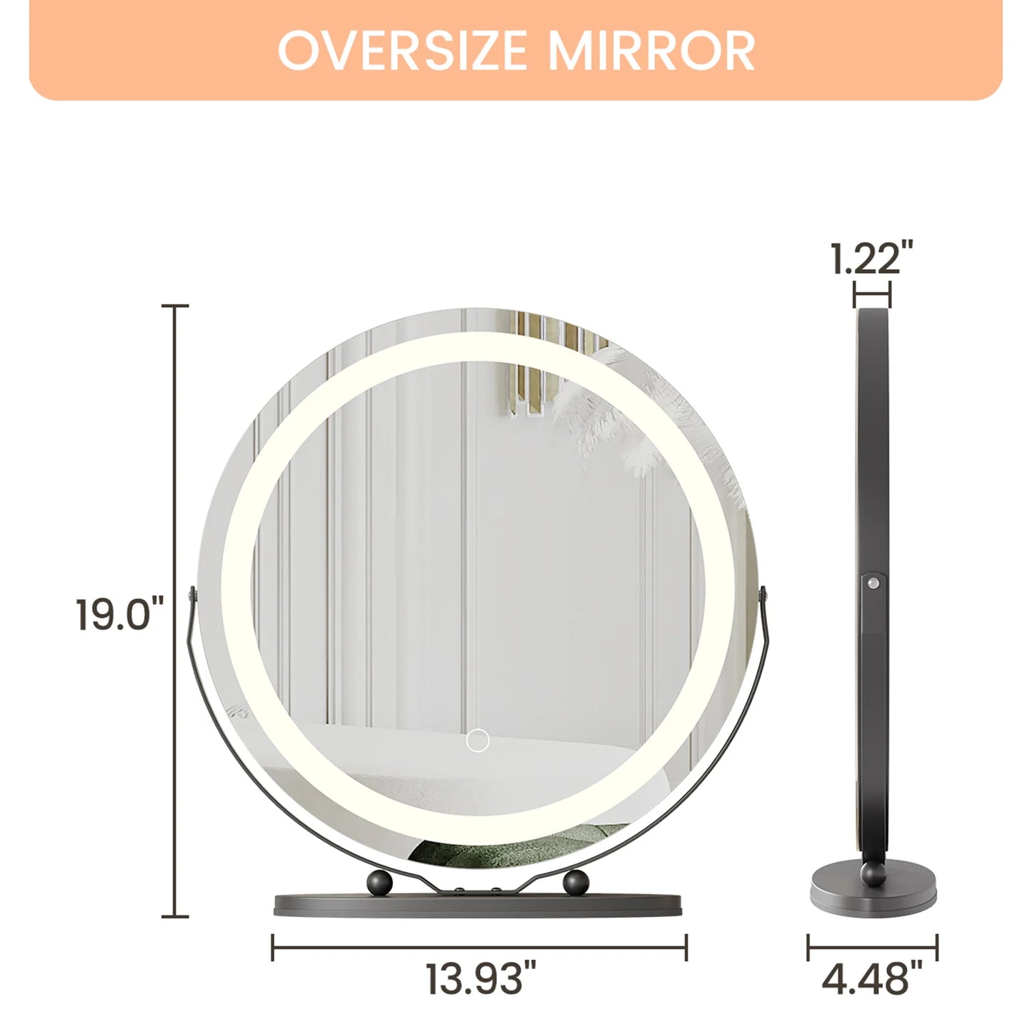 Round Vanity Mirror With LED Lights And Touch Control