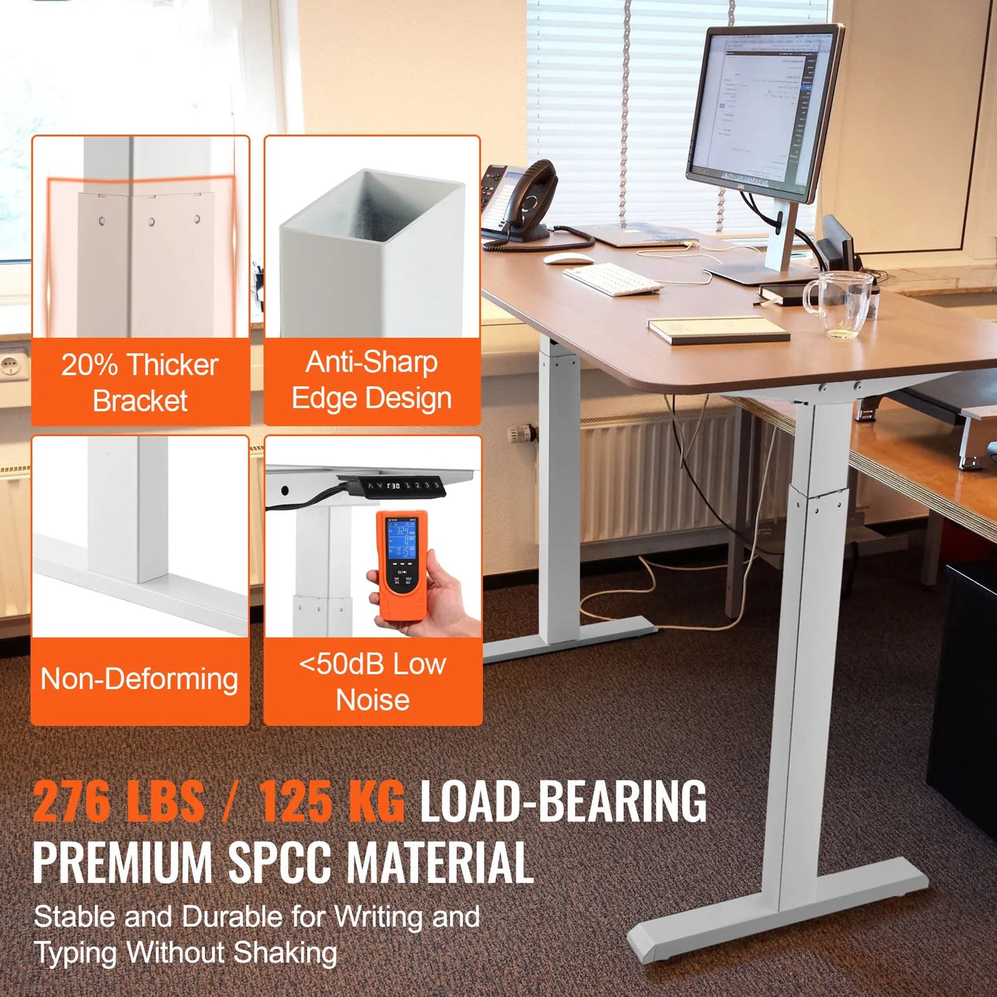 SucceBuy Standing Desk Frame  Electric Stand Up Computer Desk Legs Ergonomic DIY Workstation Base for Home and Office