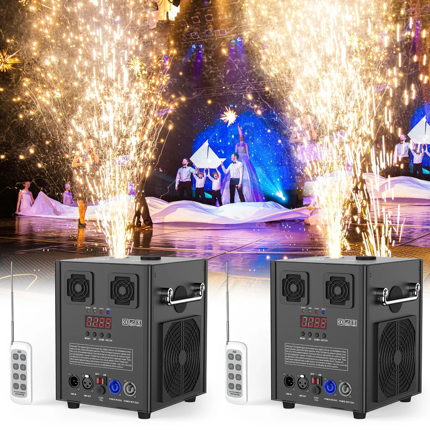 U'King 700W Cold Sparks Machine with Flightcase Indoor/Outdoor Electronic Flower Spraying Machine Fire-work Machine Christmas