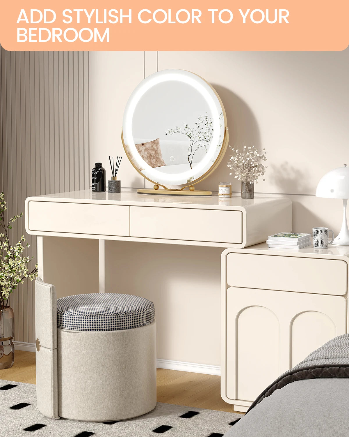 Round Vanity Mirror With LED Lights And Touch Control