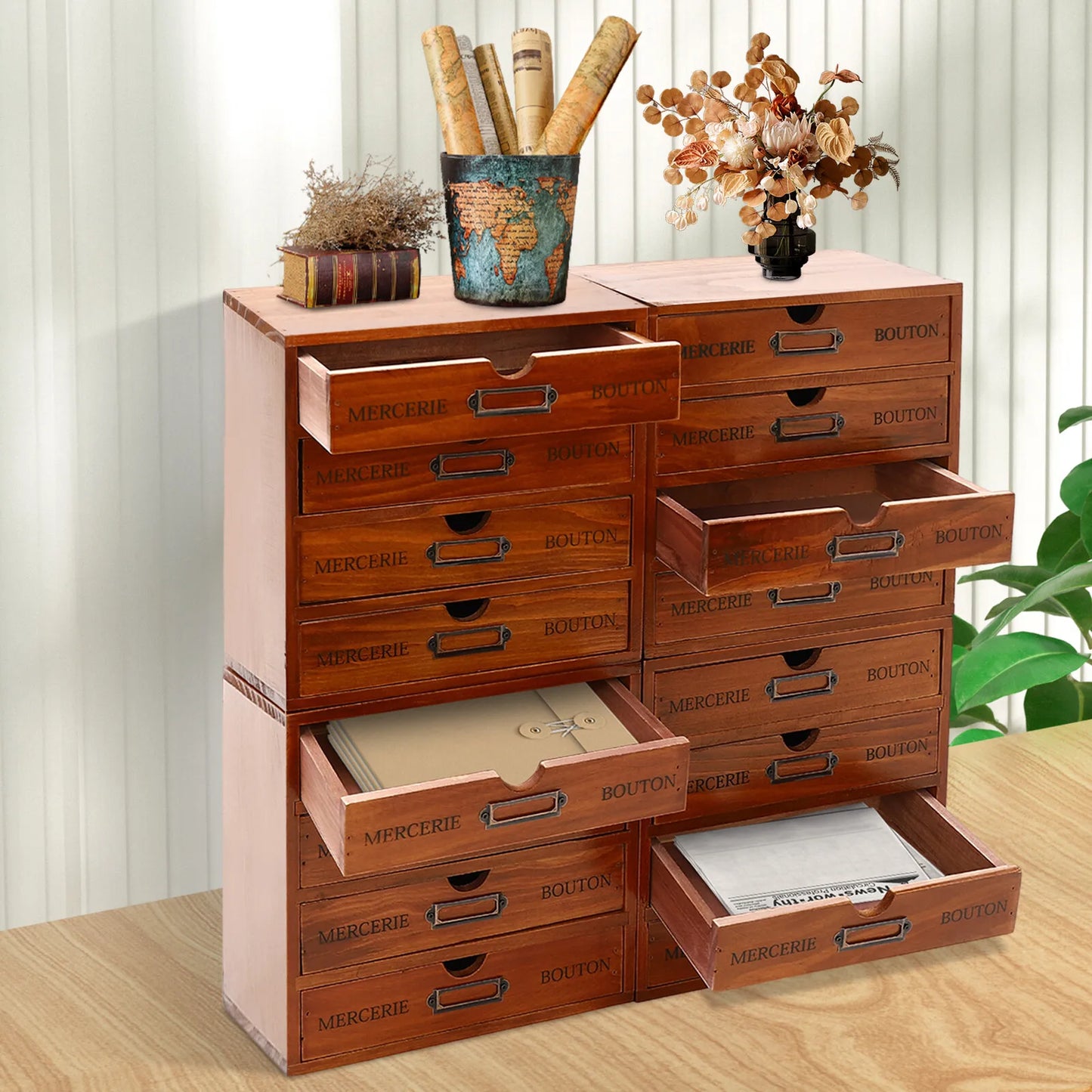 Sichuan Wooden 4 Tier Desktop Organizer With Drawers