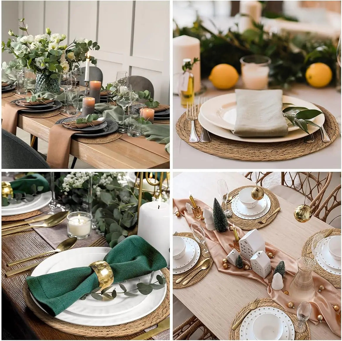 in Round Woven Placemats Plate Chargers Set of 10, Boho Farmhouse Rustic Woven Place Mats for Dining Table Decor, Rattan Wicker