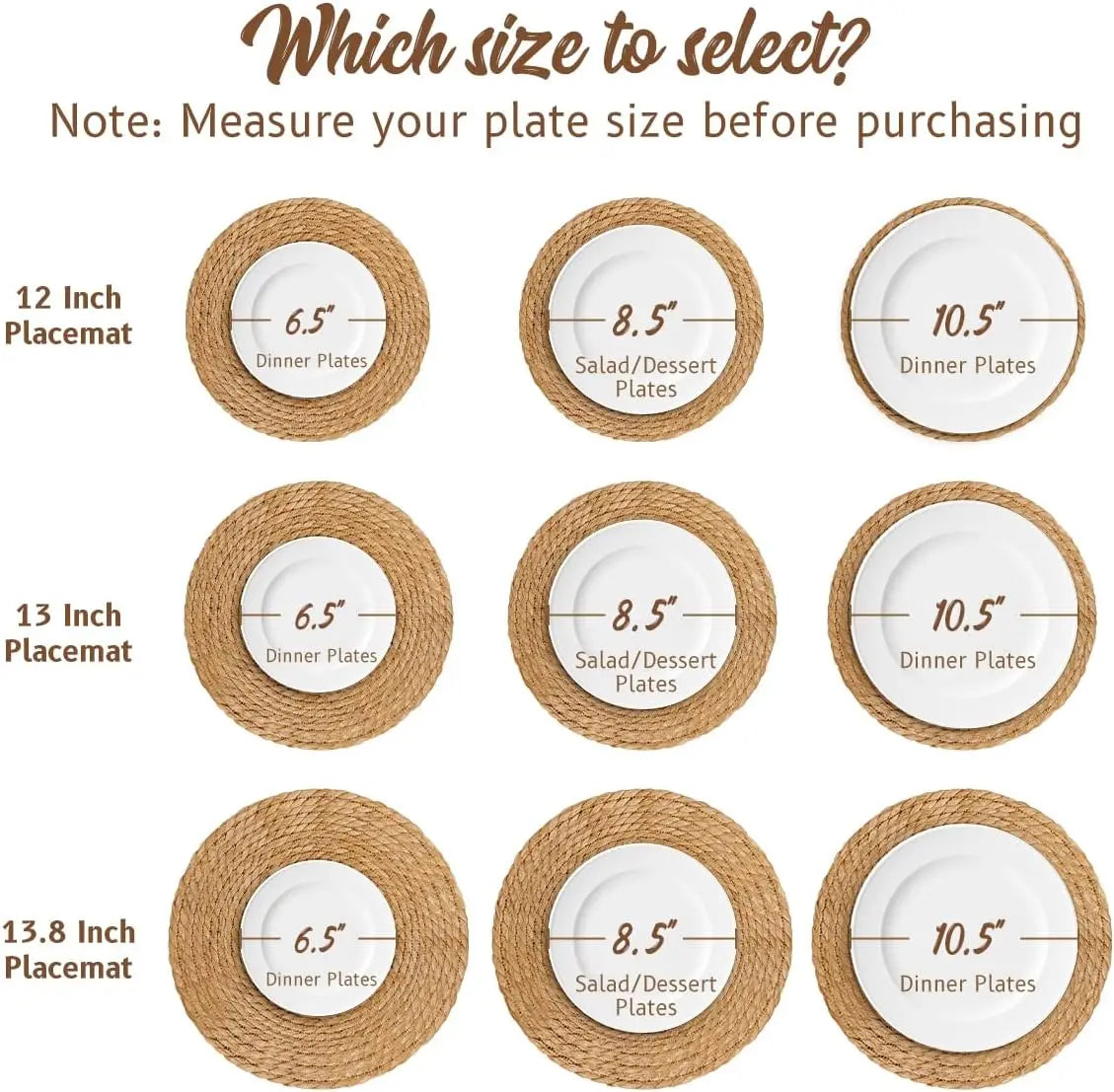 in Round Woven Placemats Plate Chargers Set of 10, Boho Farmhouse Rustic Woven Place Mats for Dining Table Decor, Rattan Wicker