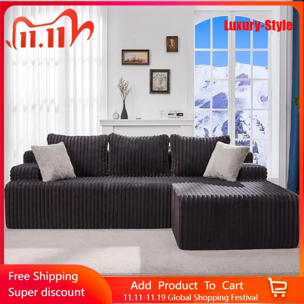 Luxury-Style 96” Modular Sectional Sofa – L-Shape 3-Seat Couch with Memory Foam, Comfortable Living Room Furniture