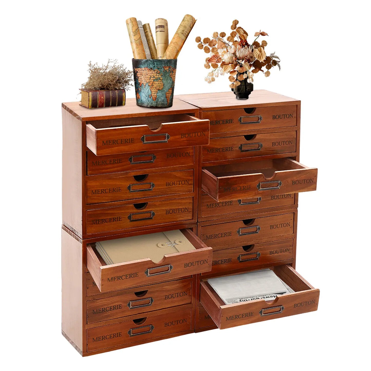 Sichuan Wooden 4 Tier Desktop Organizer With Drawers