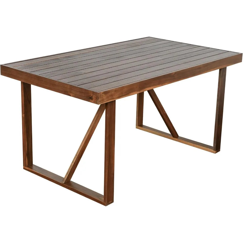 Patio Dining Table Set for 6, Acacia Wood Outdoor Table and Chairs Set, All Weather Patio Dining Set with Bench for Balcony, Bac