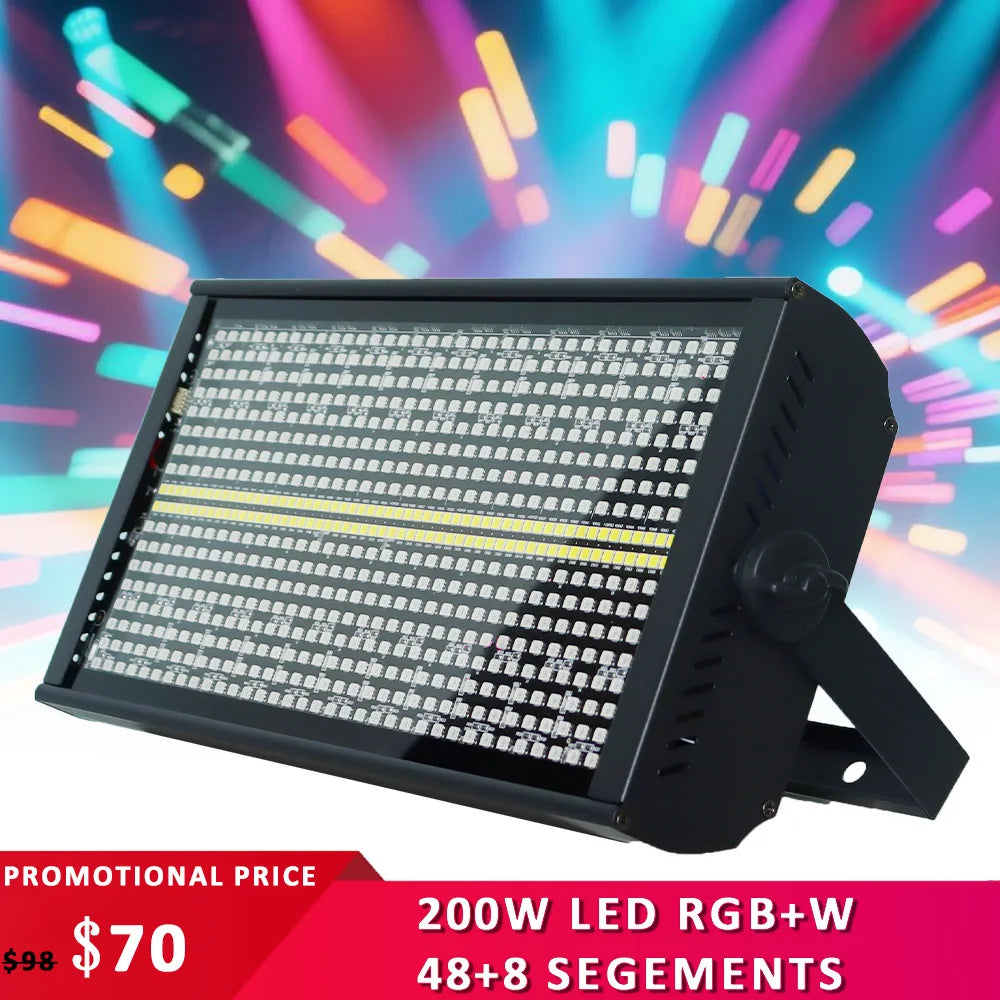 At Mic LED 200W RGBW Strobe Lighting 48+8 Zones Washing Strobe Effect For Dj Disco Home Party Club DMX Control Background Light