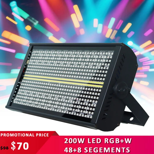 At Mic LED 200W RGBW Strobe Lighting 48+8 Zones Washing Strobe Effect For Dj Disco Home Party Club DMX Control Background Light