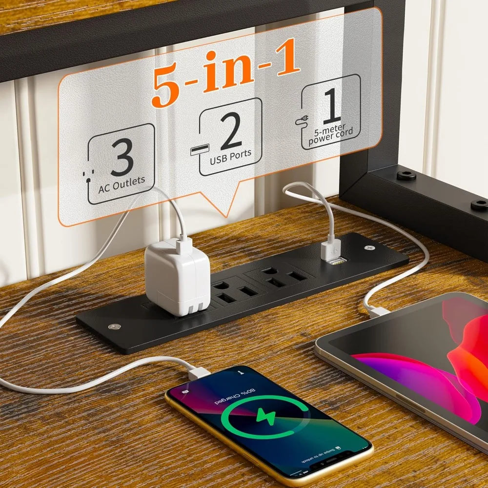 Office Desk with Drawers and Printer Space,Computer Desk with Power Outlets,Home Office Desks with File Drawers Cabinet,Study