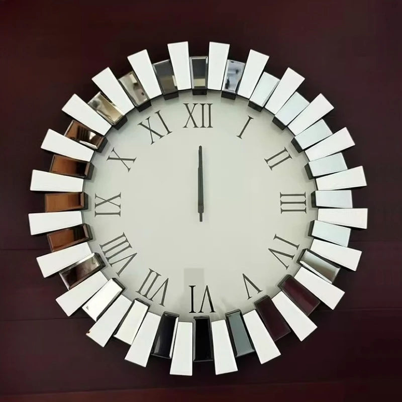 Slient Wall Clock Large Glass Wall Clock Modern Luxury Creative Hanging Clocks Living Room Aesthetic Decoration Accessories