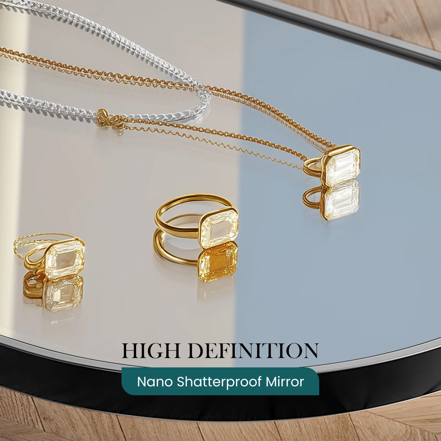 JHK Full Body Wall Mirror 59"x16"/64"x21" Standing or Wall-Hanging with Stand Aluminum Alloy Frame Bedroom Cloakroom Decoration