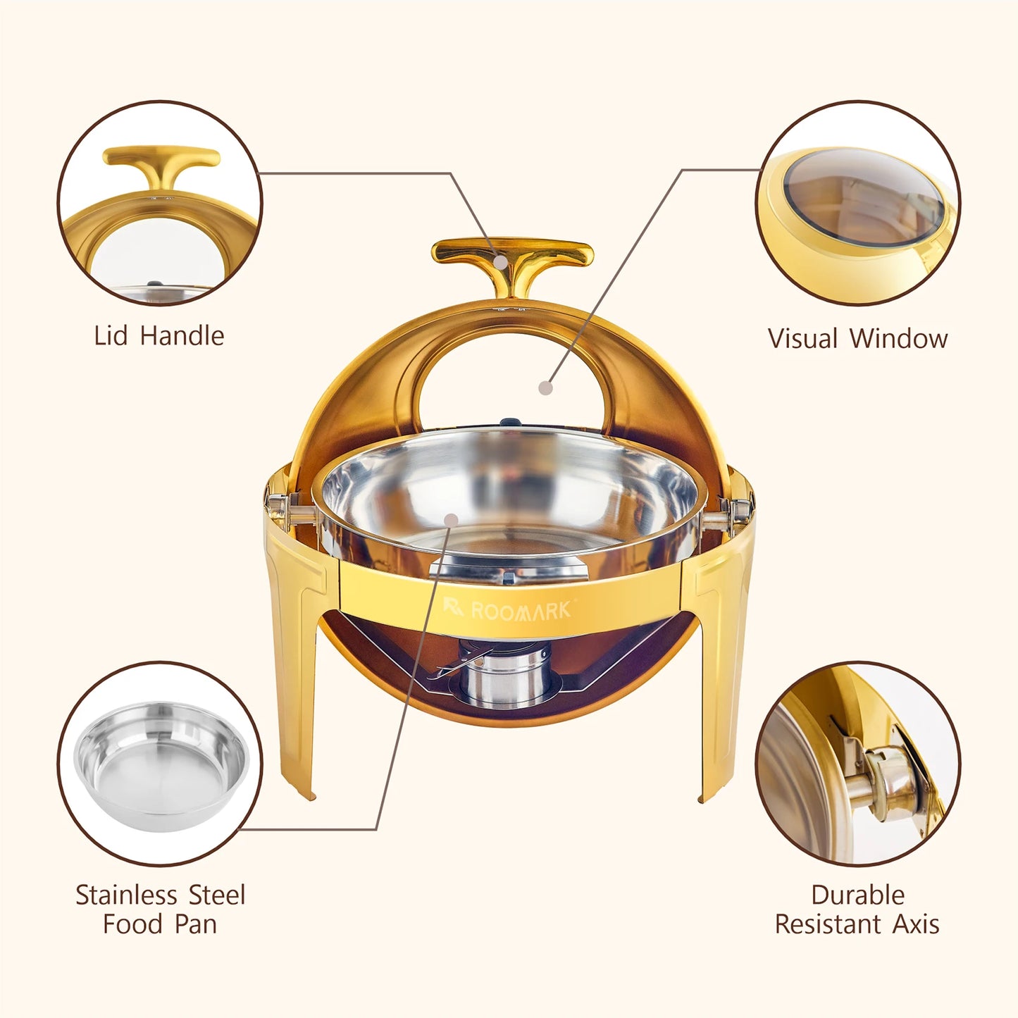 ROOMARK 9QT Chafing Dish Buffet Set , High Grade Stainless Steel Catering Warmer Complete set with Thick Frame for Party Wedding