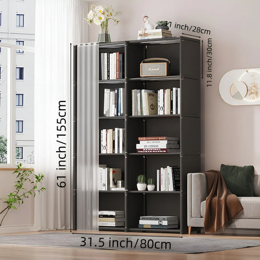 6 Layers Dustproof Simple Wardrobe Bedroom Clothes Closet Storage Organizer Double Row High Capacity Partition Bookshelf Cabinet