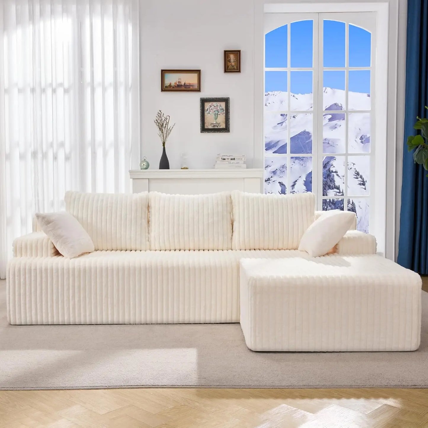 Luxury-Style 96” Modular Sectional Sofa – L-Shape 3-Seat Couch with Memory Foam, Comfortable Living Room Furniture