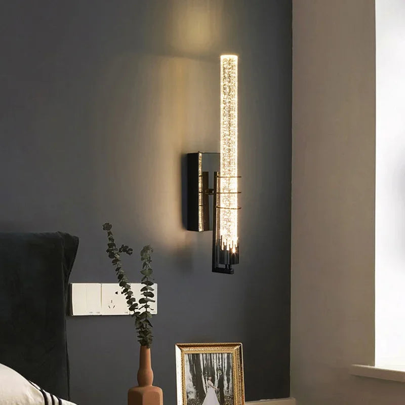 LED Modern Wall Light Crystal Rod Nordic Bedside Lamp