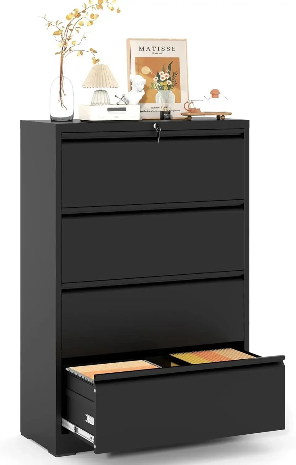 Metal Lateral File Cabinets with Lock,Storage Cabinets for Hanging Files Letter,4 Drawer Filing Cabinets for Home Office