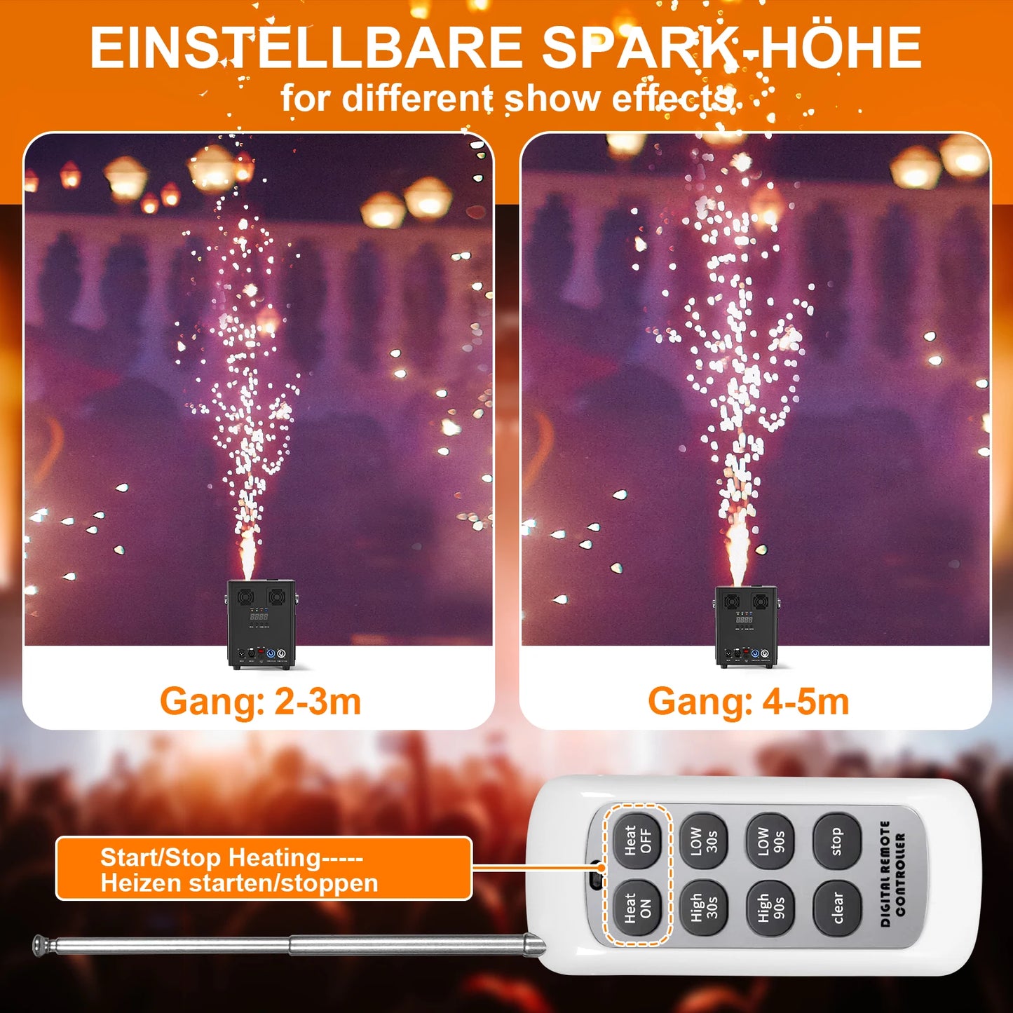 U'King 700W Cold Sparks Machine with Flightcase Indoor/Outdoor Electronic Flower Spraying Machine Fire-work Machine Christmas