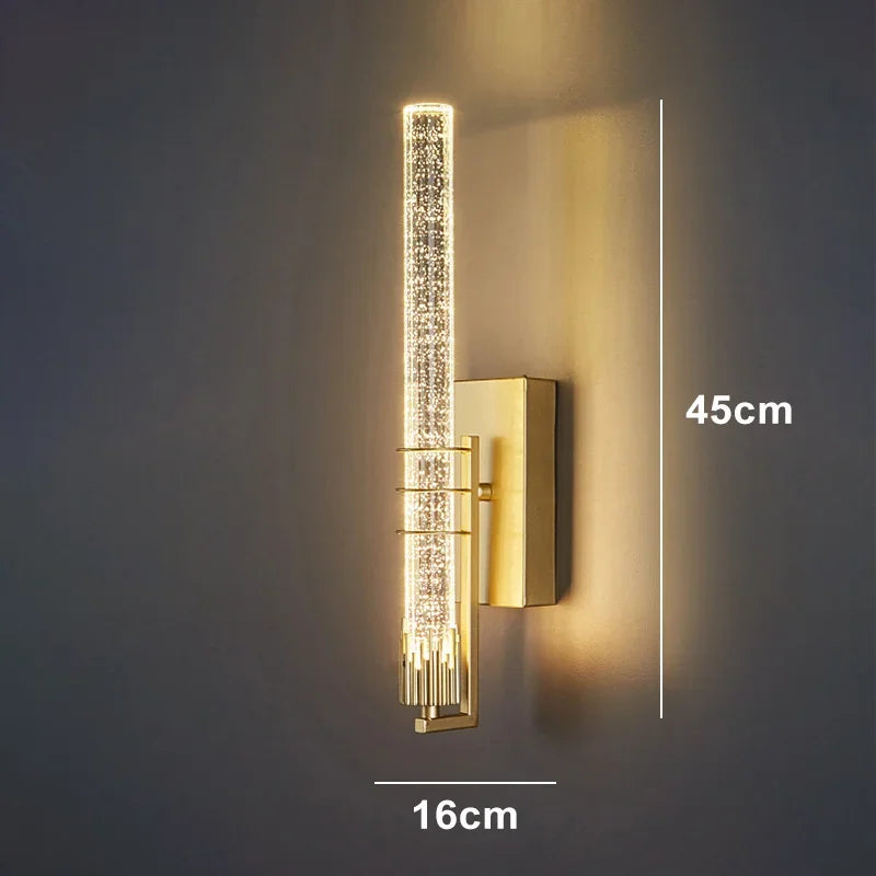 LED Modern Wall Light Crystal Rod Nordic Bedside Lamp