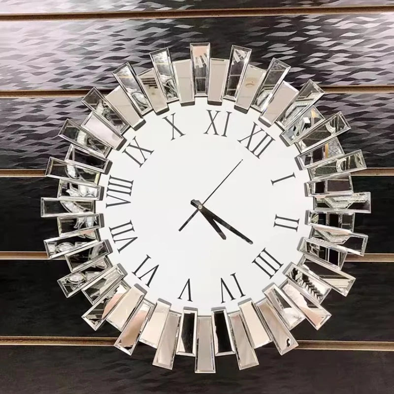 Slient Wall Clock Large Glass Wall Clock Modern Luxury Creative Hanging Clocks Living Room Aesthetic Decoration Accessories
