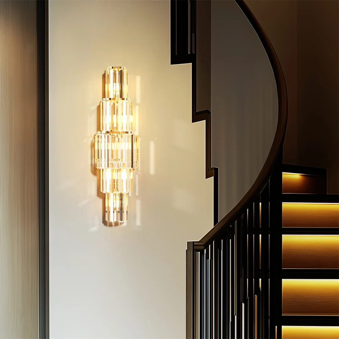 Luvodi Modern Crystal Wall Lamp 3 Layer Sconce Light