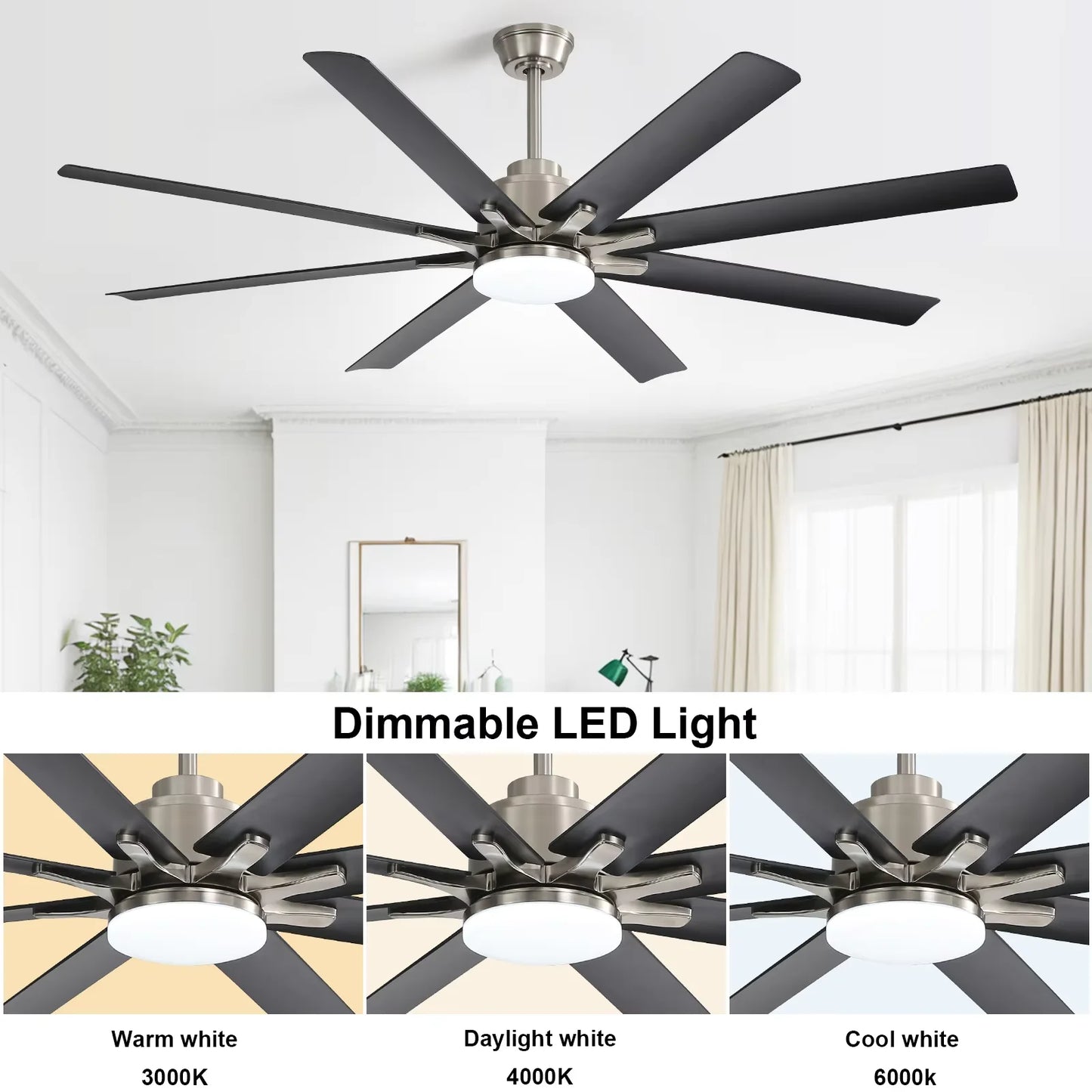 Sofucor Hot sale Modern 66-inch Ceiling fan with LED DC  with remote control for Living room Bedroom