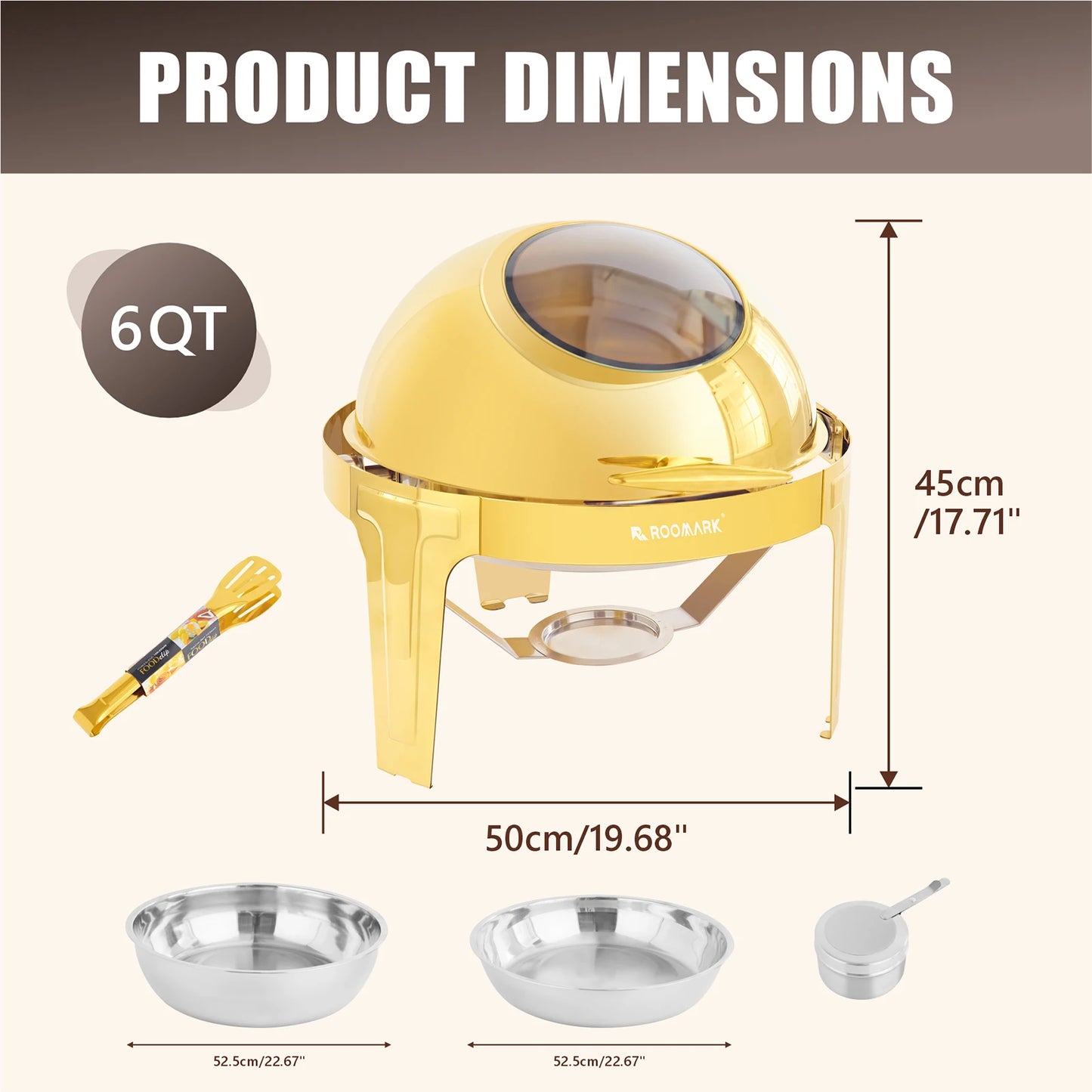 ROOMARK 9QT Chafing Dish Buffet Set , High Grade Stainless Steel Catering Warmer Complete set with Thick Frame for Party Wedding