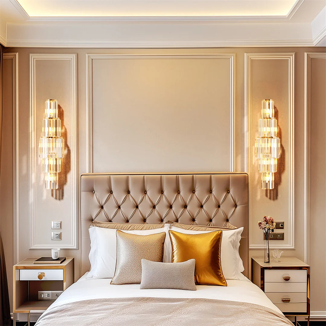 Luvodi Modern Crystal Wall Lamp 3 Layer Sconce Light