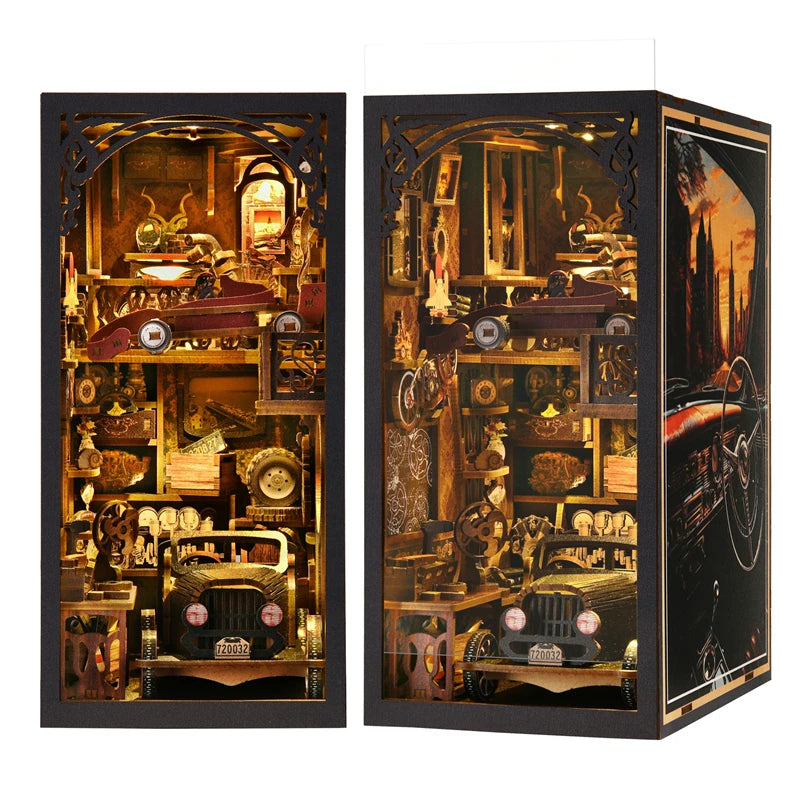 Book Nook Kit My Puppy Family DIY Wooden Puzzle Bookshelf Insert Decor Dollhouse Model Bookend Building Home Decoration Gifts