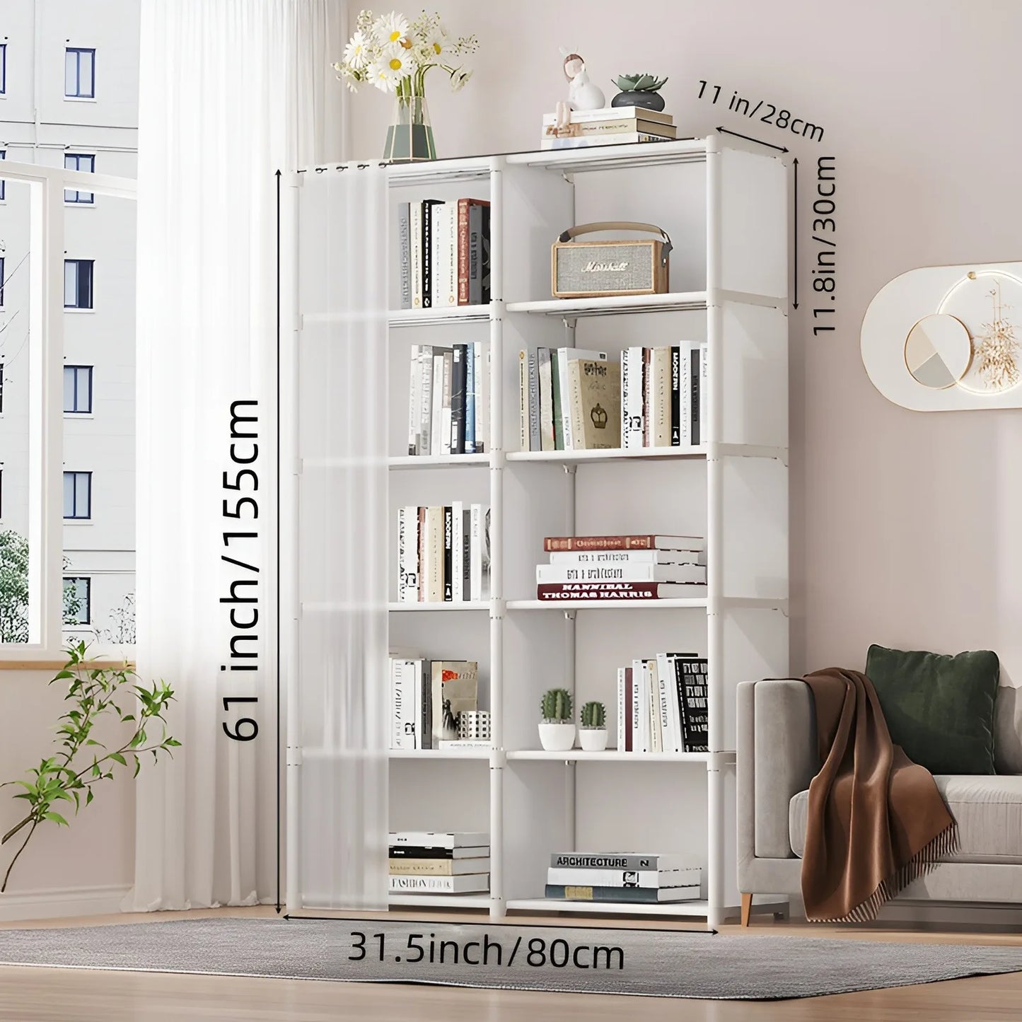 6 Layers Dustproof Simple Wardrobe Bedroom Clothes Closet Storage Organizer Double Row High Capacity Partition Bookshelf Cabinet