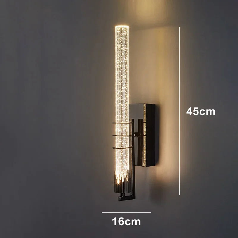 LED Modern Wall Light Crystal Rod Nordic Bedside Lamp
