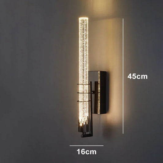 LED Modern Wall Light Crystal Rod Nordic Bedside Lamp