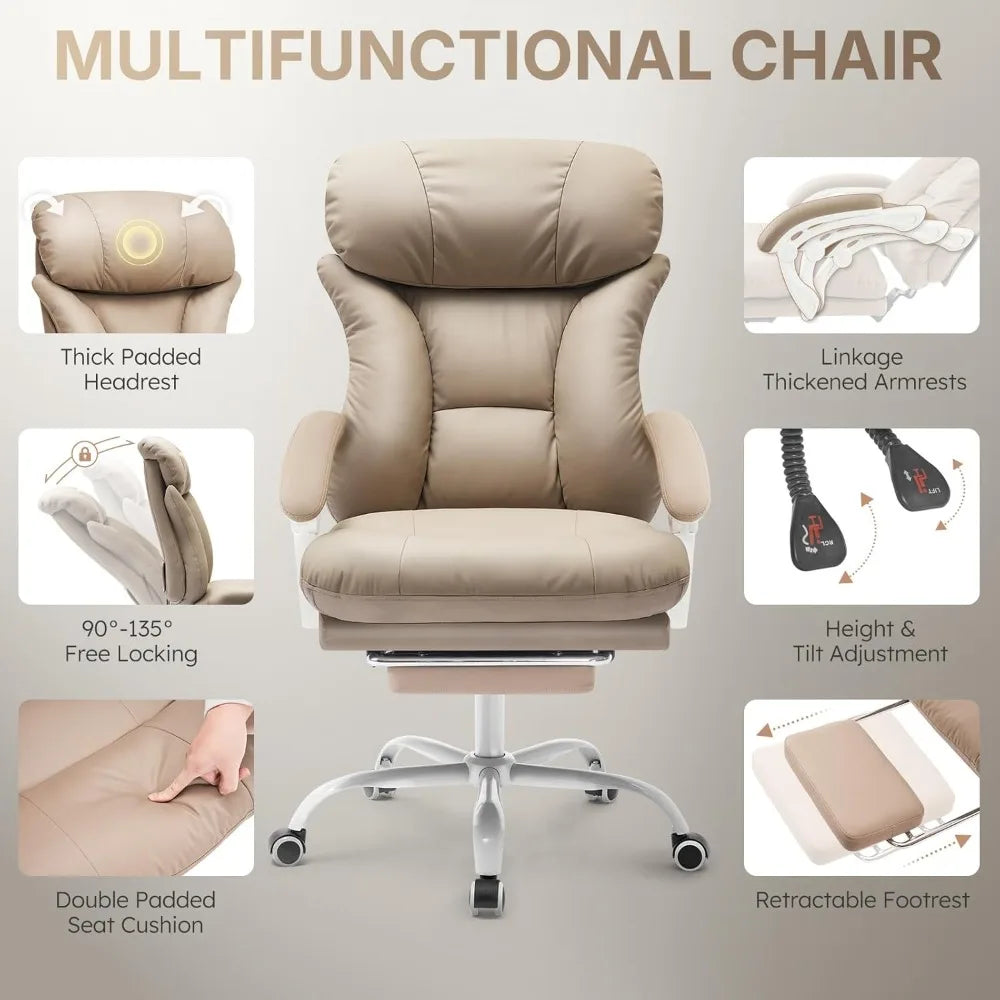 Office Chair,Executive Chair,Ergonomic Big and Tall Office Chairs 500lbs,Home Office Desk Chairs with Tilt Lock and Footrest