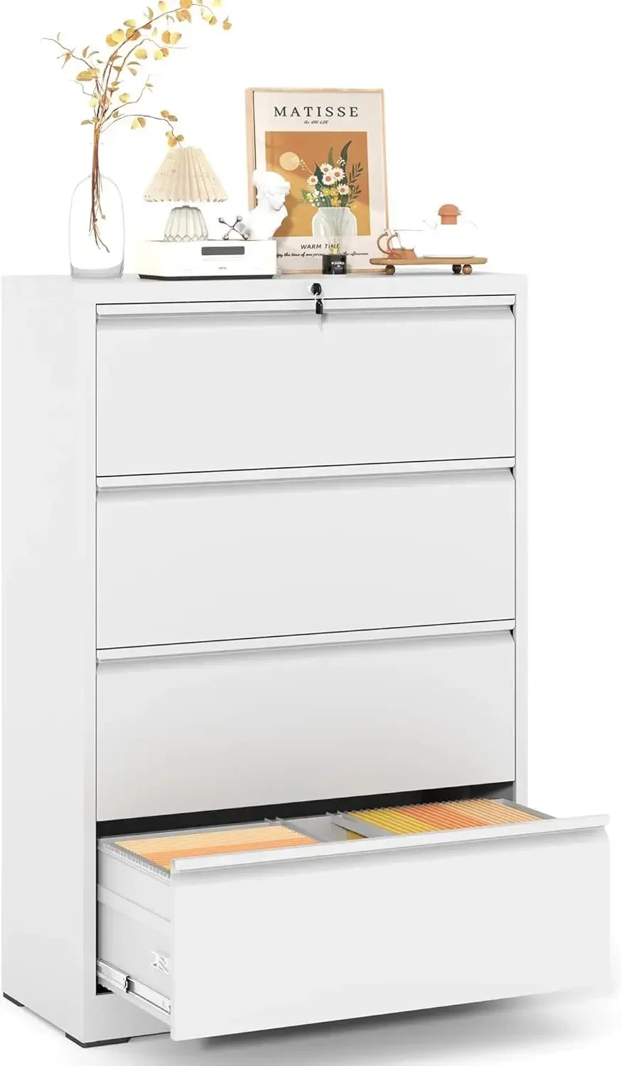 Metal Lateral File Cabinets with Lock,Storage Cabinets for Hanging Files Letter,4 Drawer Filing Cabinets for Home Office